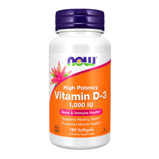 Vitamina D3 1000 IU Alta Potência Now Foods 180Softgls