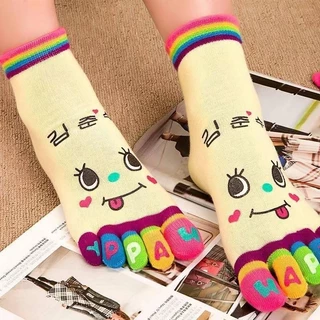 KIT 3 E 6 Meia 5 Dedinhos Colorida Divertida para Chinelo Inverno 36-40 Feminina Menina Unissex Adulto Kit Meia ou Individual