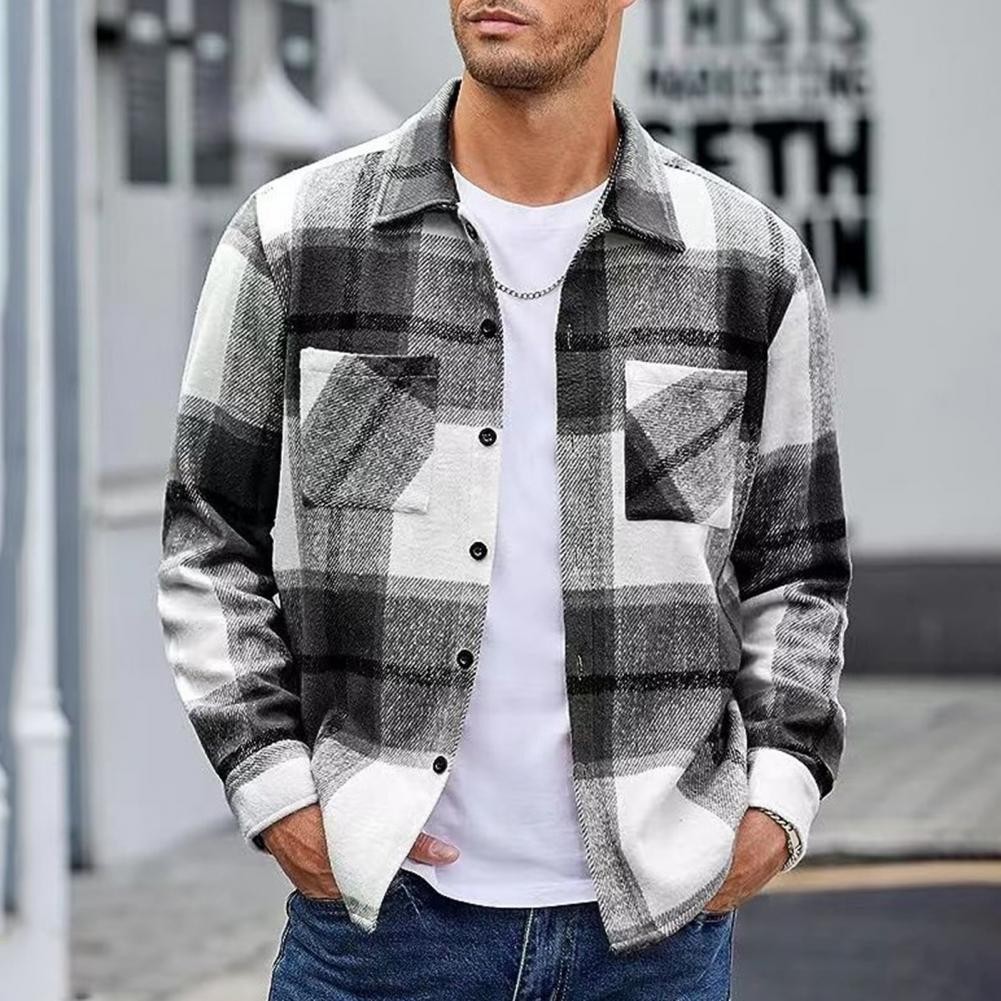 Casaco Com Manga Longa Social Masculino Camisa Vintage