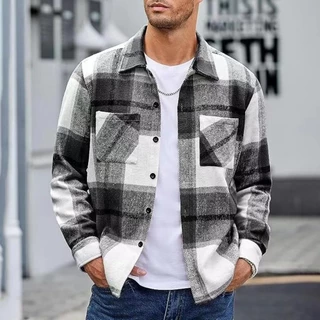 Casaco Com Manga Longa Social Masculino Camisa Vintage