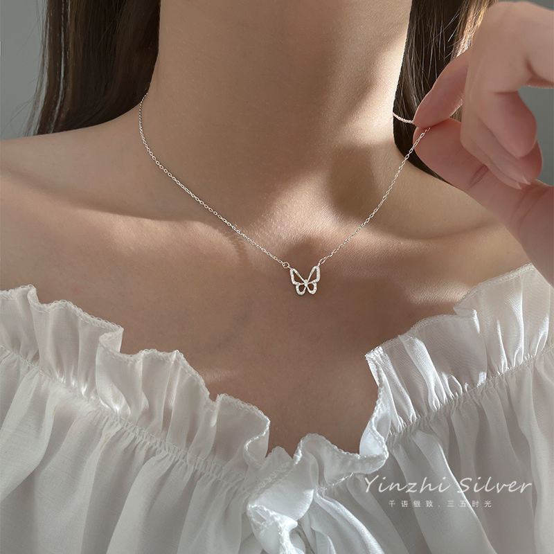 Colar de Diamante Borboleta Oca Cadeia de Clavícula Influenciador de Temperamento Colar Mori Simples