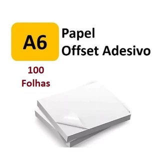 Papel Offset Adesivo A6 com 100 fls - Tam 14,8 x10,5 cm