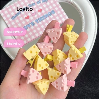 Lovito Grampos de cabelo casuais em formato de queijo simples para mulheres LFA44663