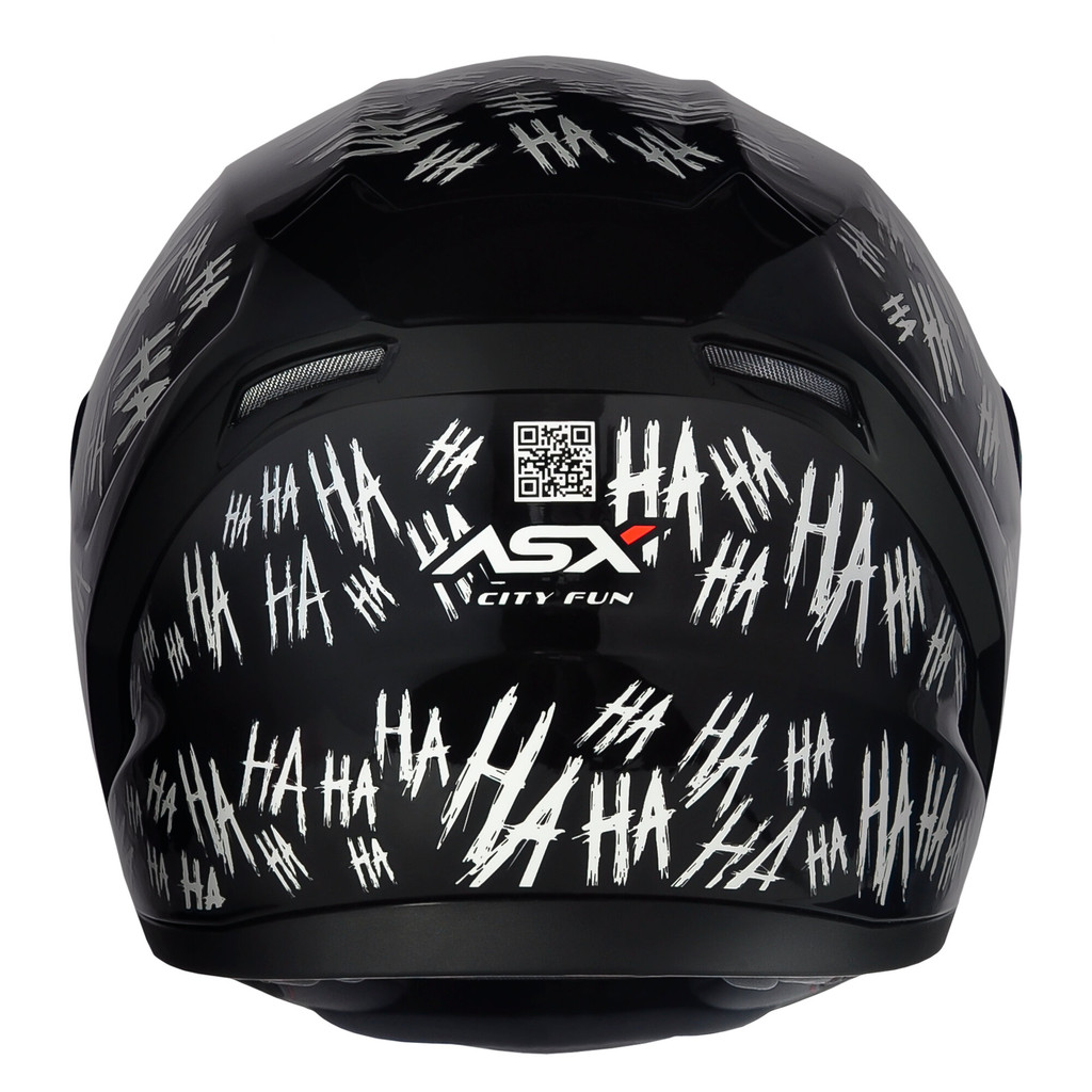 Capacete ASX City Fun Preto e Branco Brilhante Joker Coringa Capacete ASX City Fun Preto e Branco Brilhante Joker Coringa