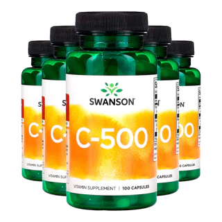 Kit 5x Vitamina C-500 e Rosa Mosqueta Swanson 100Caps Importado /Made in Usa