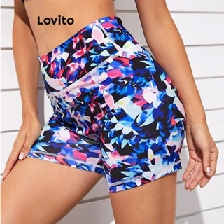 Lovito Short esportivo com estampa floral Ditsy esportivo para mulheres LNL77142
