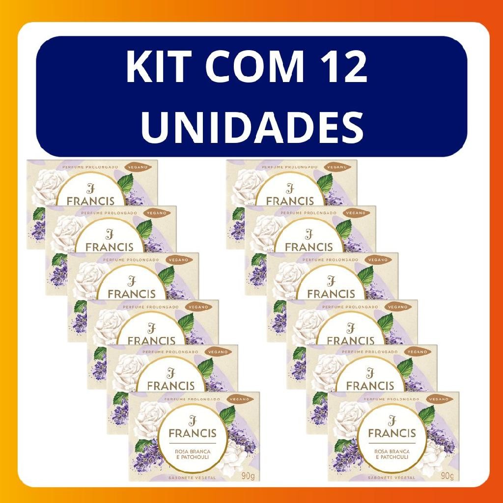 Kit C/12 Unidades Sabonete em Barra Vegetal Francis Rosas e Patchouli ...