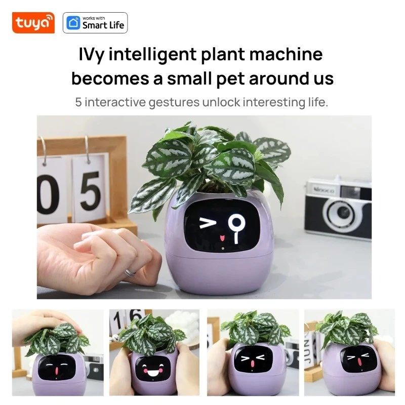 Plantador Inteligente Lvy , Diversão Infinita Com Mais De 49 Expressões Ricas , 7 Sensores Inteligentes , Chips AI Tornam Plantas