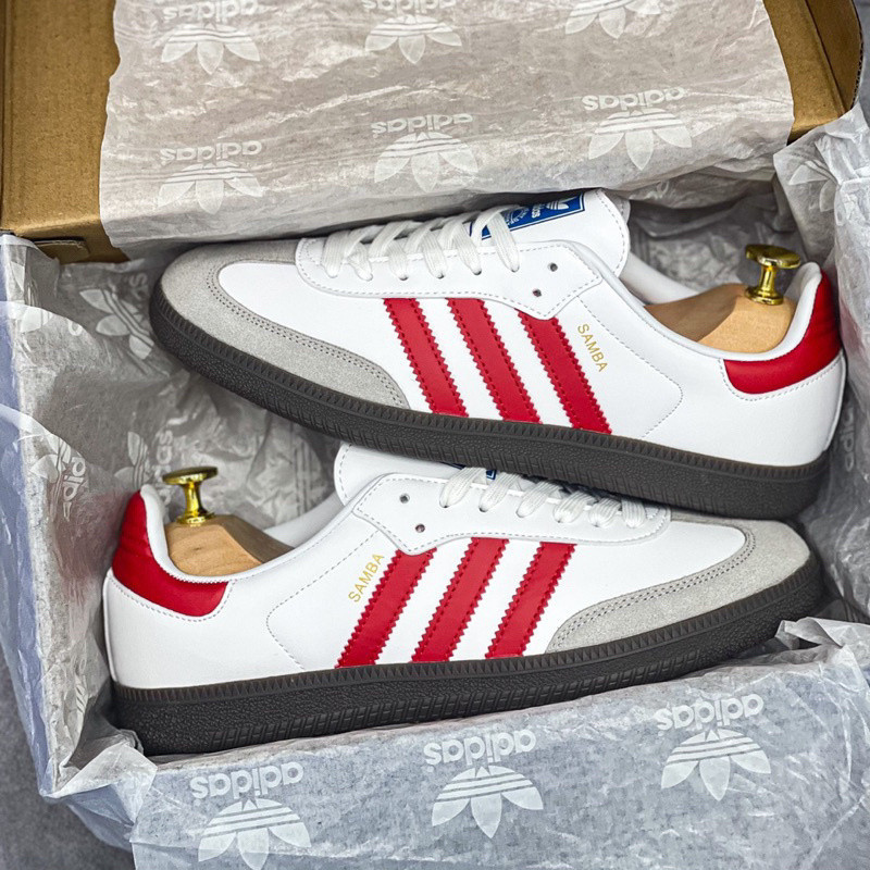 [Shoe Cover] Adi.das Sam ba v Club Atlético River Plate'White Red' Samsung Shoes em branco com listra vermelha