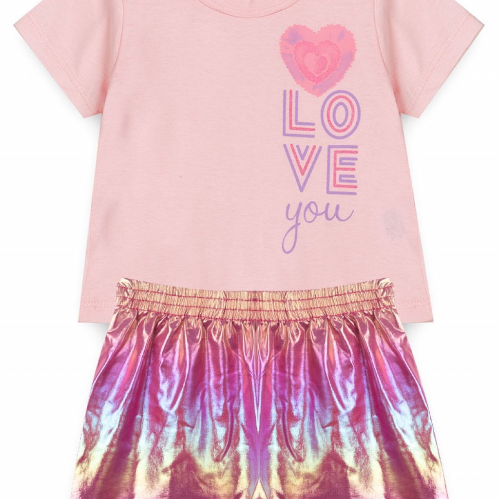 Conjunto Feminino Infantil Love Rosa Bebê