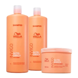 Kit Wella Trio Nutri-Enrich Shampoo 1L, Máscara 500g