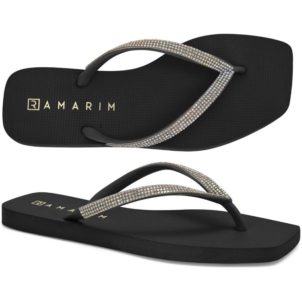 Chinelo Feminino Ramarim Preto Strass 233231-2
