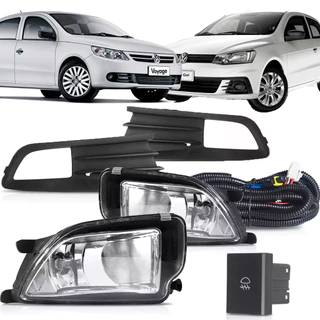 Kit Farol de Milha GOL e Voyage G6 Moldura Preta 2013 2014 2015 2016 Botão Original - Suits