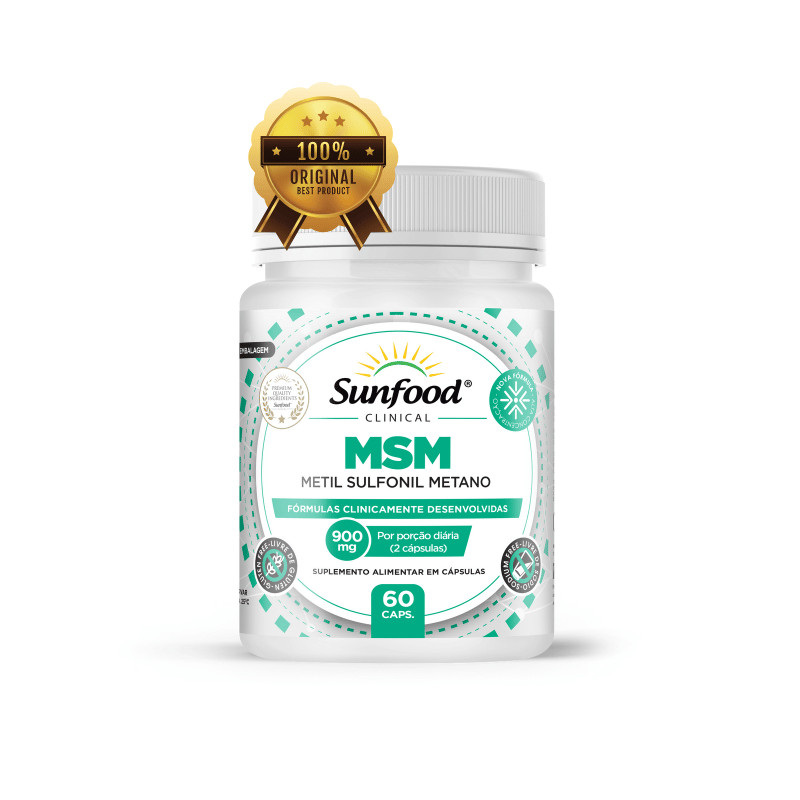 MSM Metil Sulfanil Metano 99% Puro 900mg 60 caps | Sunfood | Shopee Brasil