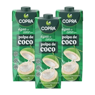 Kit 3 Copra Água de Coco com Polpa 1 litro