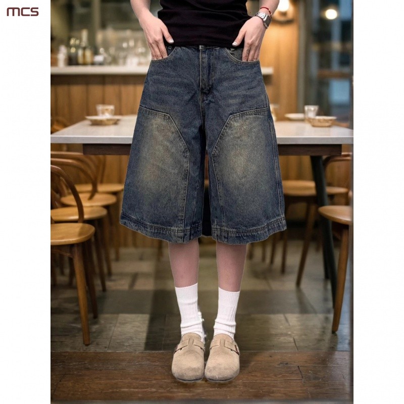 Y2k Baggy Jorts Do Vintage Das Mulheres Dos Homens Perna Larga Cinco Ponto Jeans Coreano Streetwear Casual Oversize Verão Lavado Jeans Dcx
