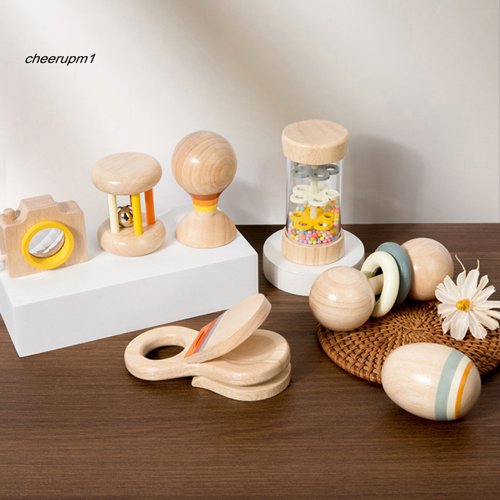 Sensory Perception Toy Newborns Rattle Baby Musical Set Wooden Rain