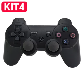 Kit 4 Controle Joystick Dual Shock Sem Fio Bluetooth Wireless PS3 Cabo de conexão incluído