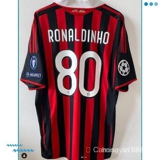 Camisa de time 09/10 A- Milan Retro Clássica Ronaldinho Kaka Beckham Camisa de Futebol 【Frete grátis】