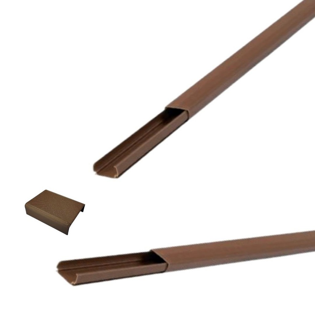 2 Metros (2x1m) Canaleta Organizadora de Cabos 20x10 Autocolante Mogno + Luva de Emenda