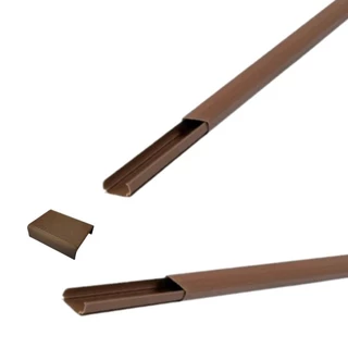 2 Metros (2x1m) Canaleta Organizadora de Cabos 20x10 Autocolante Mogno + Luva de Emenda