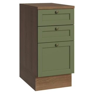 Balcão de Cozinha 40 cm 3 Gavetas Rustic/Verde Vik Madesa em Oferta na Shopee