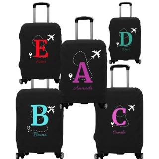 Capa de Mala personalizada com Nome e Inical-Tecido Canelado em Oferta na Shopee