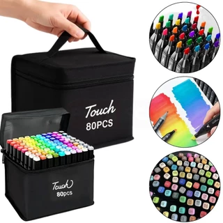 80 Canetas Permanentes Para Pintar Bob Goods Cores Vibrantes Ponta Dupla Com Bolsa em Oferta na Shopee