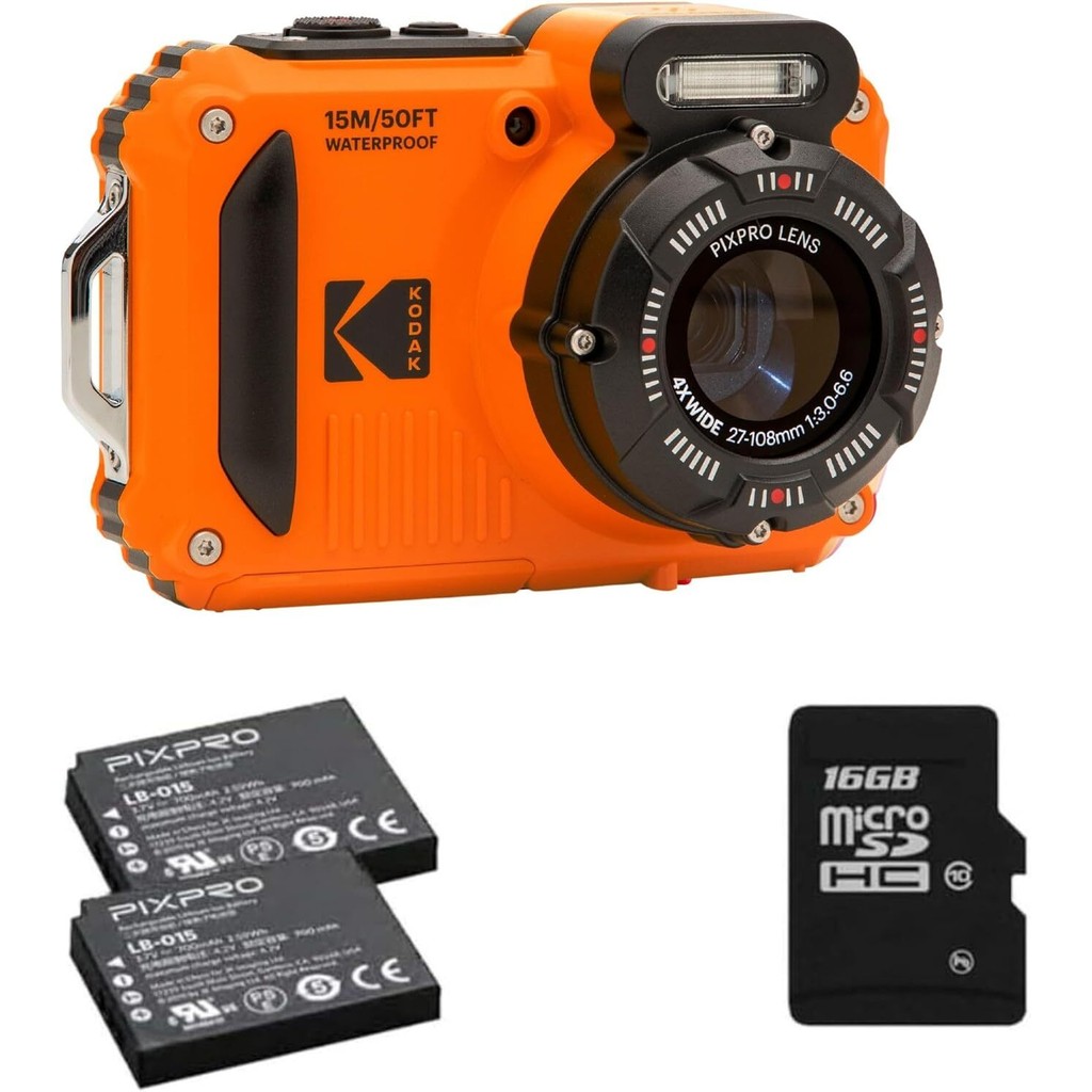 ボタニカム CÂMERA KODAK PIXPRO WPZ2 WATERPROOF ORANGE (2 BAT + MEM 16GB