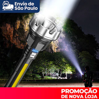 Lanterna Super Potente de Longo Alcance - Claro, Forte, Resistente à Água, Carregamento USB - 3 Tamanhos