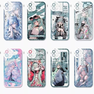Capa Para Samsung Galaxy A55 A35 A54 A14 A34 M54 5G S24 Ultra Plus Caixa De Telefone Hatsune Miku Cute Angel Eyes Square Silicone Transparente Padrão
