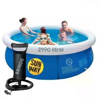Piscina Inflável Redonda 2490 Litros Sun Way + Bomba Manual em Oferta na Shopee