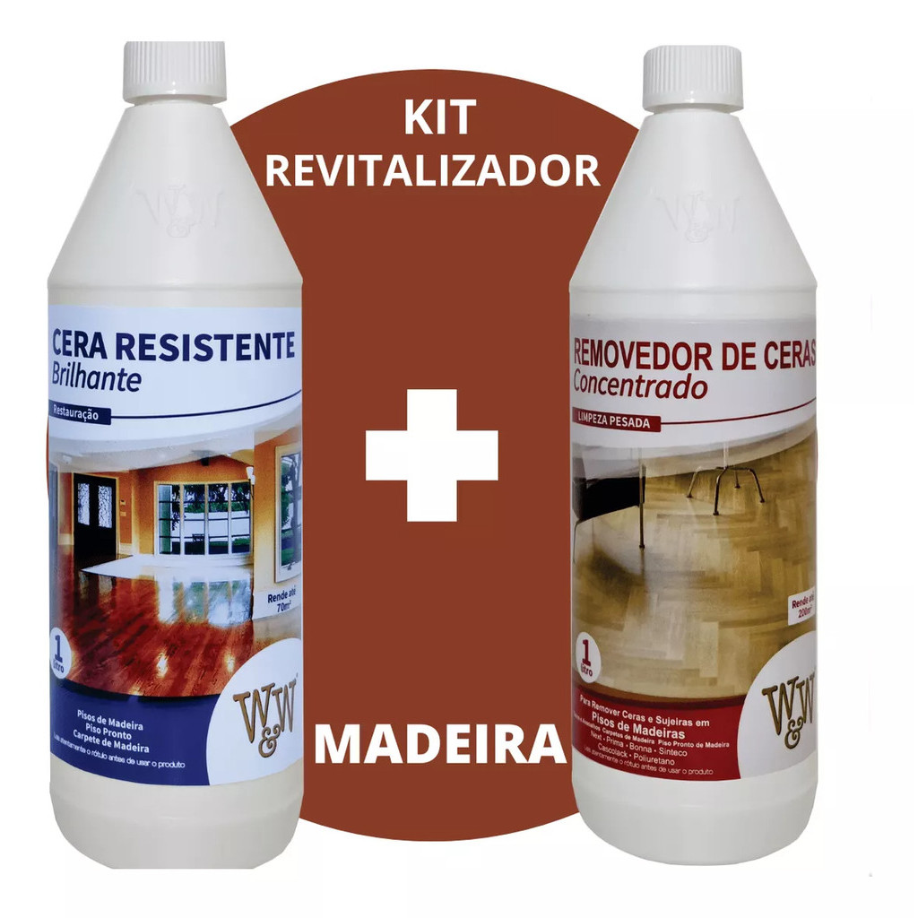 Kit Restauração Para Piso de Madeira W&W Removedor de Cera Concentrado ...