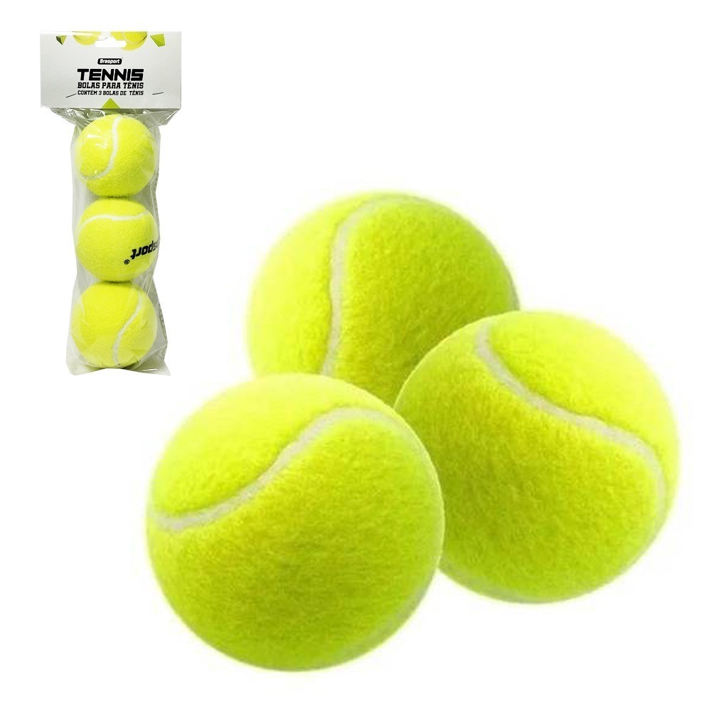 Kit 3 Bolas de Tênis Verde para Treinamento Esporte Lazer Brasport