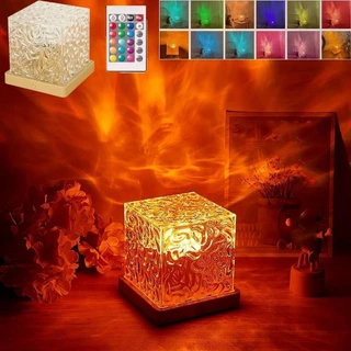 Luz Nocturna De Ondulação De Água Aurora USB Para Ambiente Decorativa Cristal De 16 Cores LED (Controle Remoto) Presente De Natal Adultos E Crianças