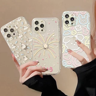 Capa Para Samsung Galaxy A55 A35 A34 A54 A53 A33 A23 A24 A52 A04E A12 A13 A14 A32 A31 A51 A50 A50S A30 A03 A04 A05 Urso De Cachorro Fogos De Artifício Bonito Protetor De Câmera