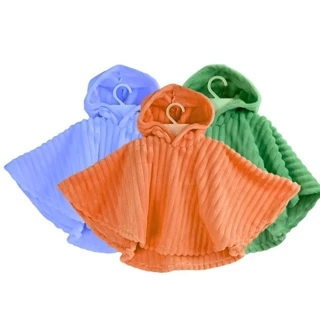 Poncho infantil Magerikids até 6 anos em fleece listrado para o inverno