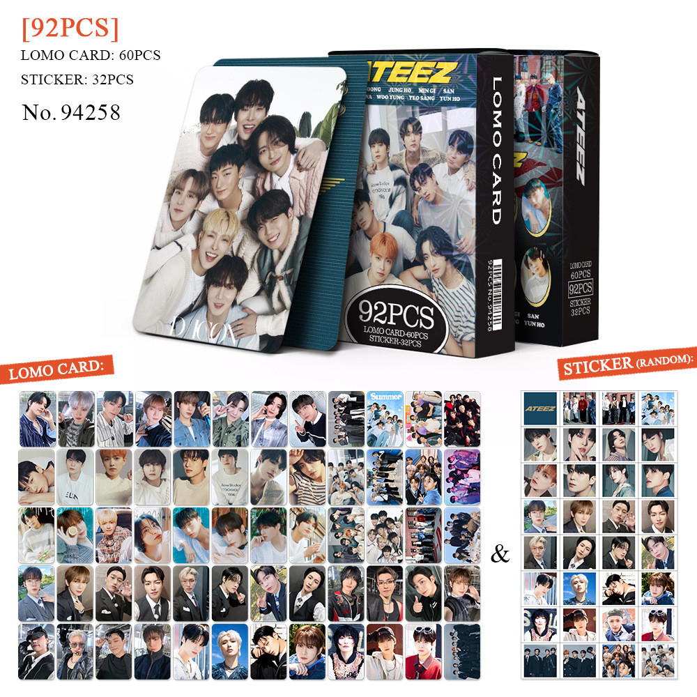 92pcs Cartão fotográfico em caixa ATEEZ Novo Álbum THE WORLD EP
