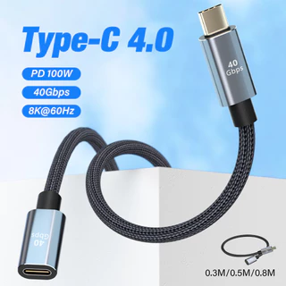 0.3m 0.5m 0.8m Cabo De Extensão USB 4 Thunderbolt 4 3 Tipo C 40gbps 100W-Extensor Display 4K 8K Fio Curto