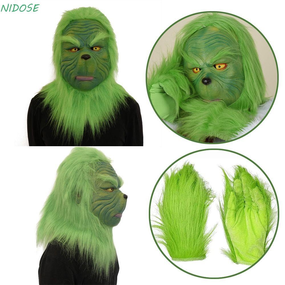 NIDOSE Grinch Helmet Cosplay Periféricos De Filmes Brinquedos Verdes Assustadores