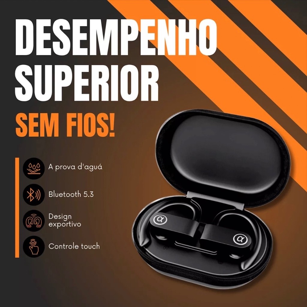 Fone De Ouvido Sport Orelhas Penduradas Bluetooth 5.3 IPX5 A'GOLD FN ...