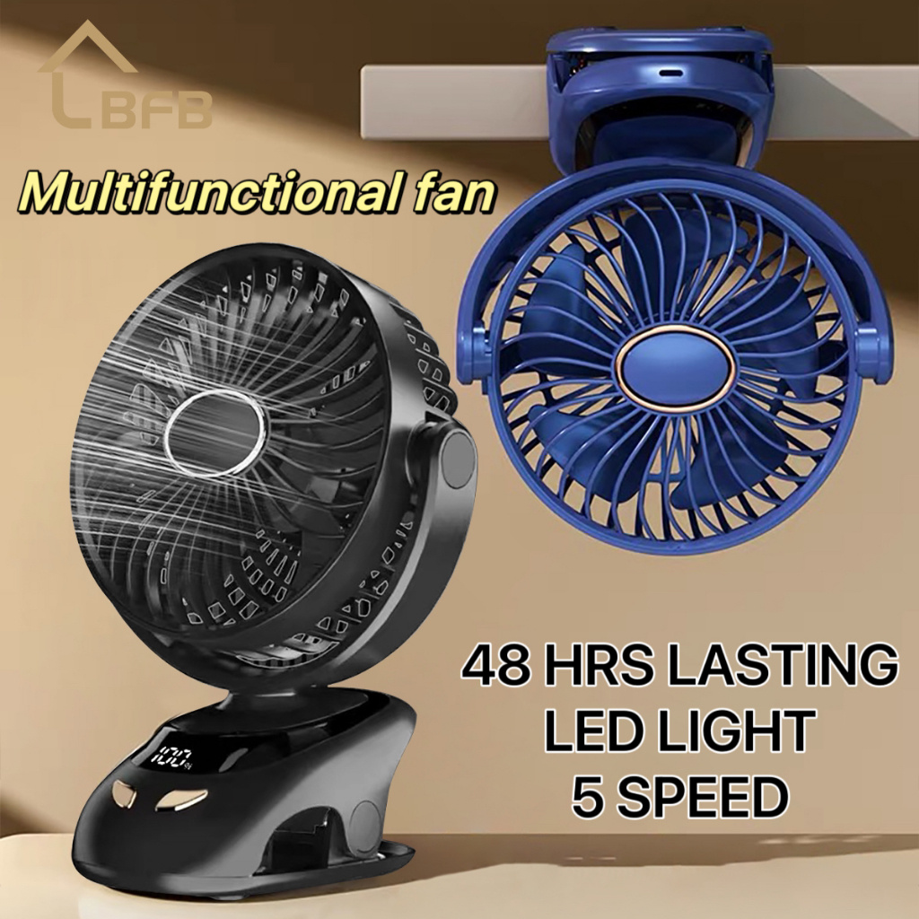 Ventilador Clipado 15000mAh USB Recarregável Clip-on Com Luz Noturna Portátil Mini Elétrico De Mesa Forte Vento De Refri