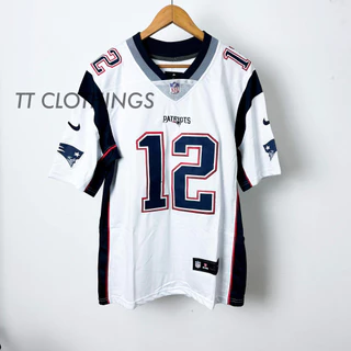 Camisa Premium De Futebol Americano Da NFL Rugby Tom Brady # 12 Patriots Bordada Branca Plus Size Masculina