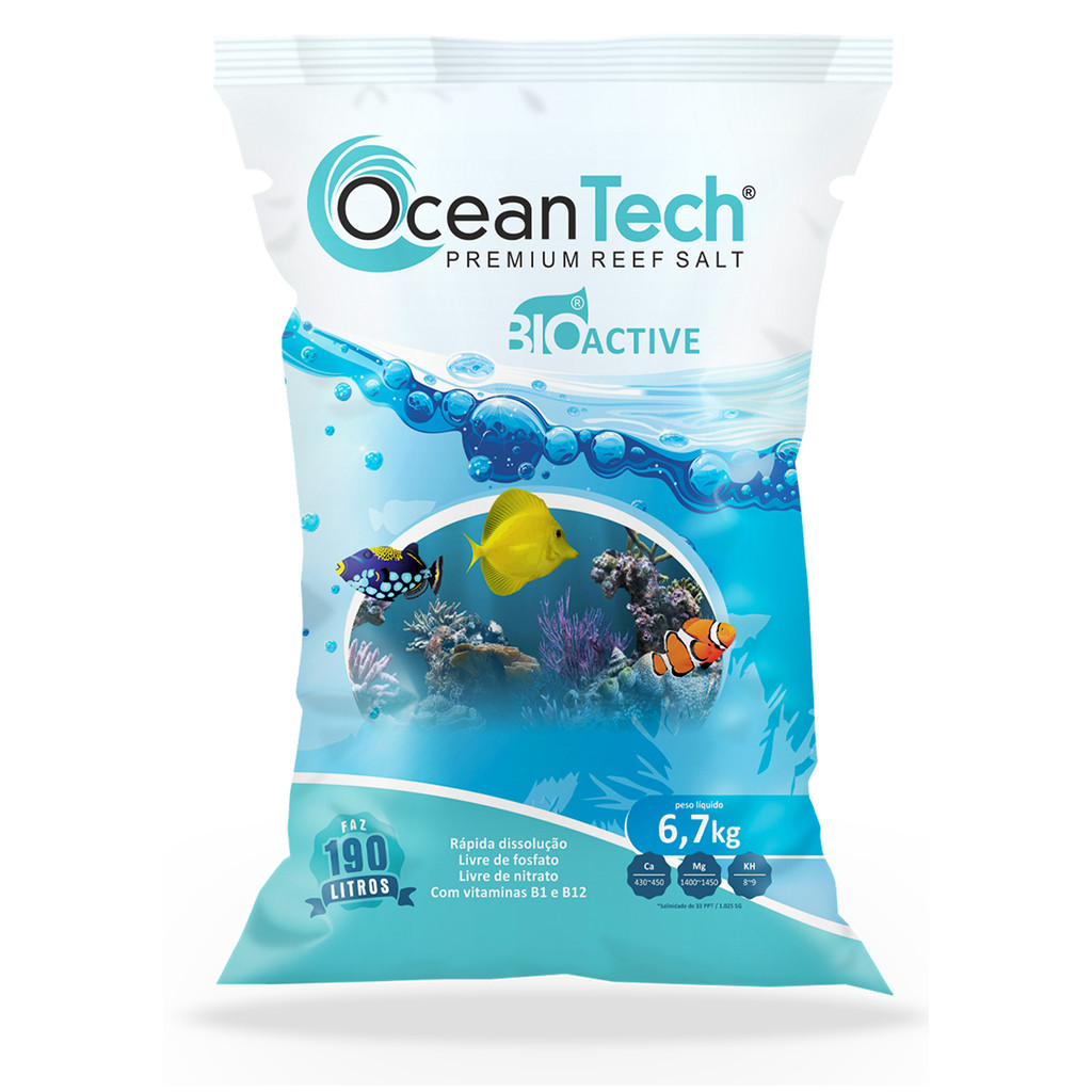 Sal Marinho Ocean Tech 6,7kg Reef Active Para Aquários de Água Salgada ...