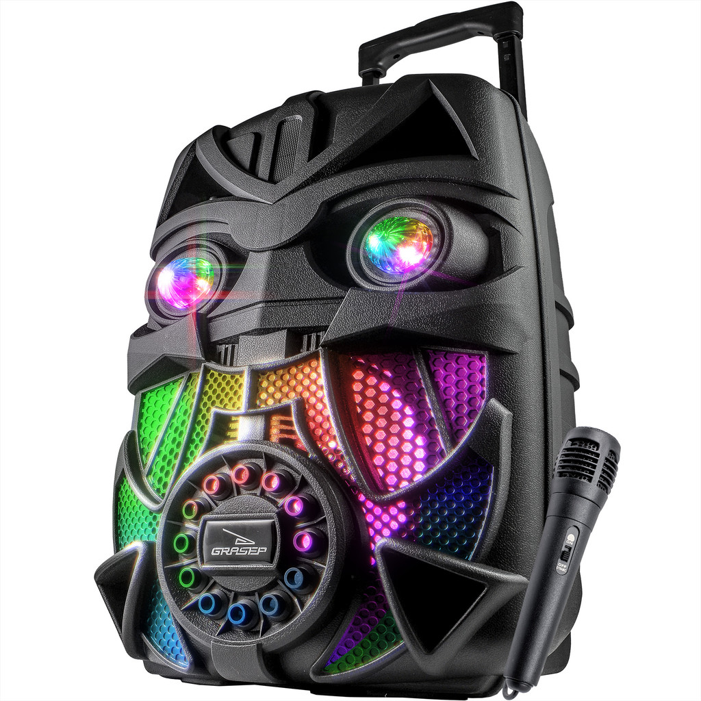 Caixa Som Bluetooth Portátil Grande Amplificada 1200 PMPO Rádio Fm Aux Com Microfone Karaokê Potente