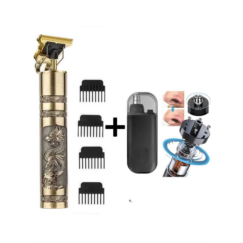 KIT cuidados masculinos - Barbeador e aparador de pelos Maquina cortar cabelo dragão
