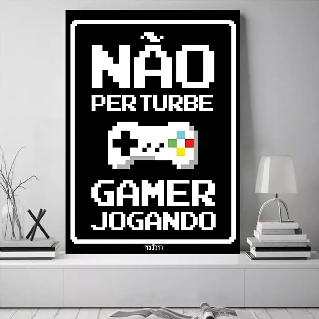 Placa Decorativa em MDF Não Perturbe – Gamer Jogando (20x30) — imagem 3