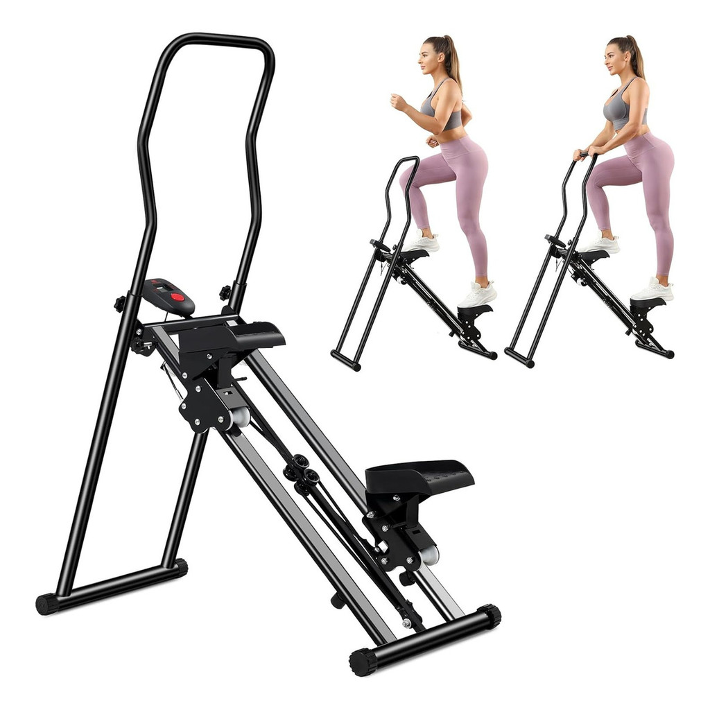 Máquina De Escalada Simulador Caminhada Dobrável Ate 130kg Com Pedais Antiderrapantes E Display Lcd Multifuncional