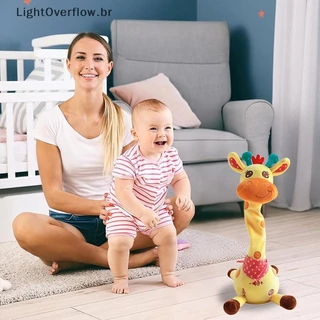 [LightOverflow] Brinquedo De Girafa Falante Dançante , Pelúcia Para Bebê Repetindo O Que Você Diz , Musical Brilhante Co