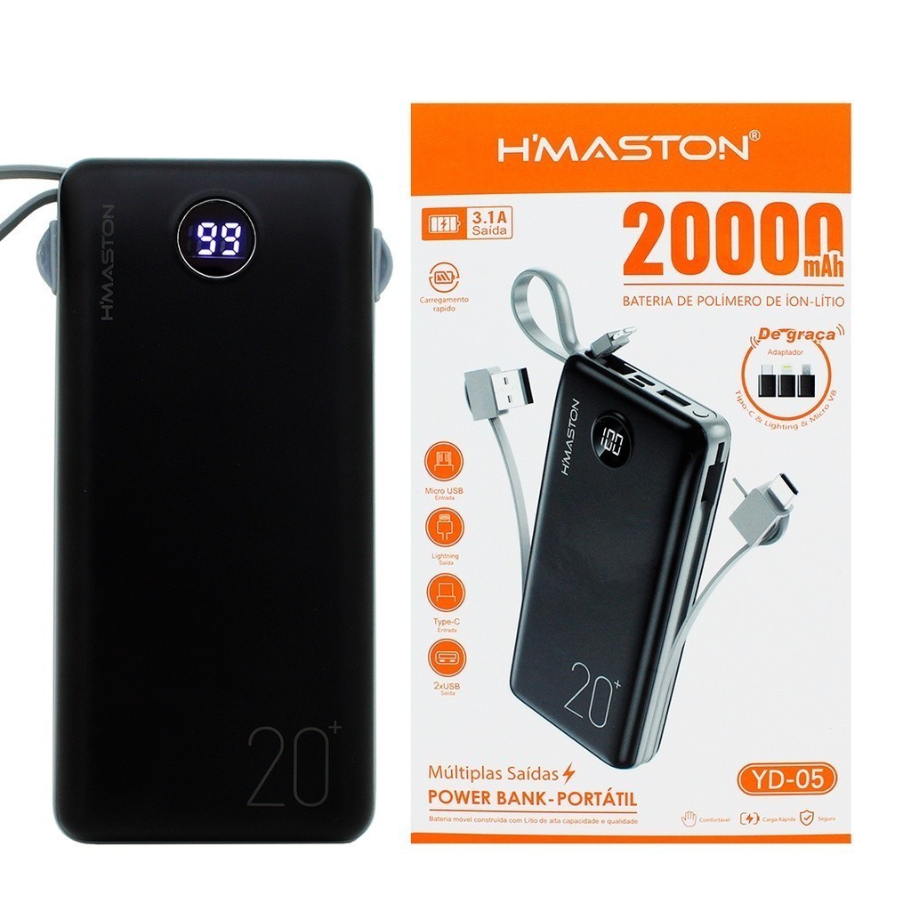 Carregador Portátil Turbo Power Bank 20000mah - Hmaston YD-05